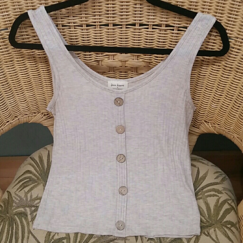 Face Kisses tank top tan sz S